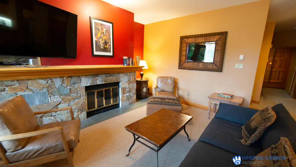 Living area with fireplace