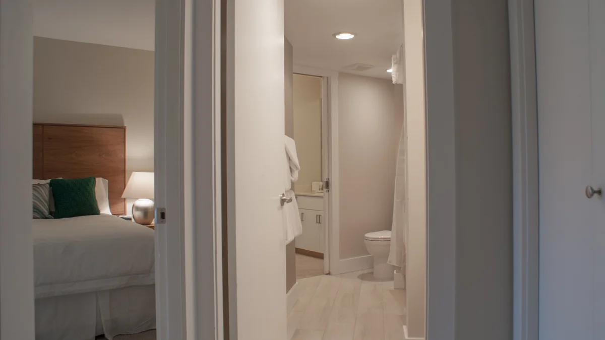 Bedroom with easy access to the bathroom
