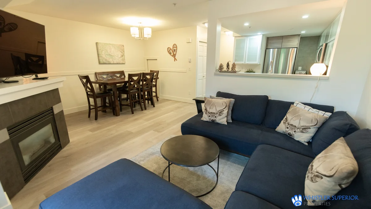 Open plan living area and access to patio