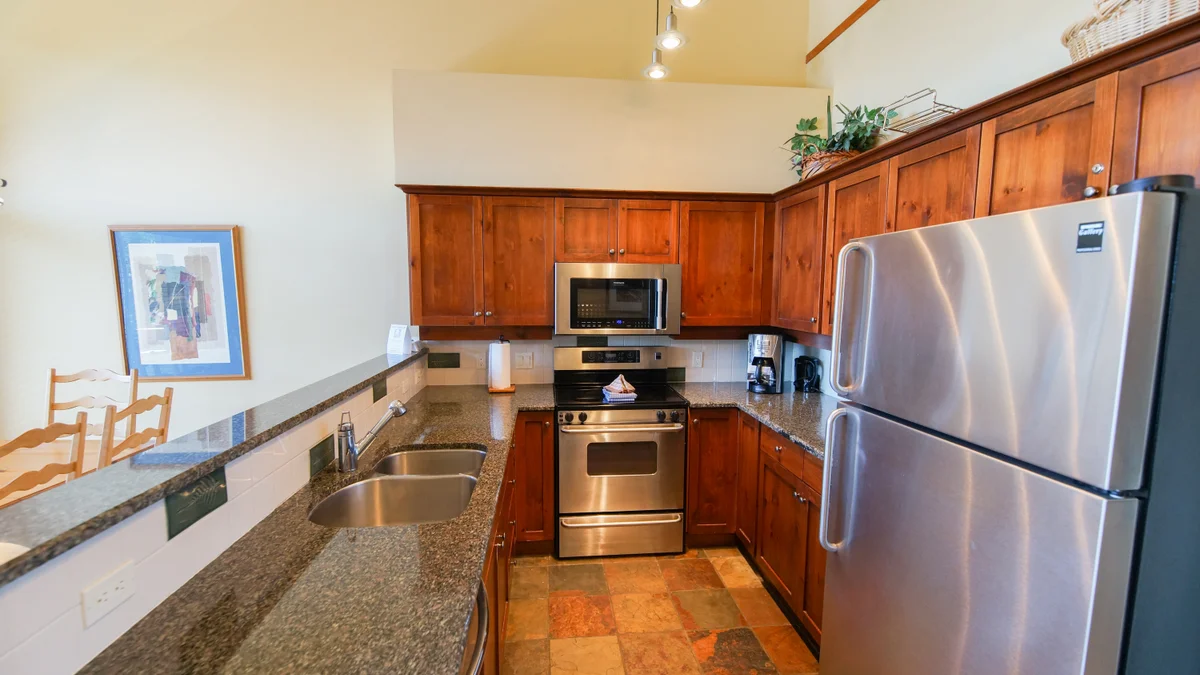 Kitchen with granite countertops