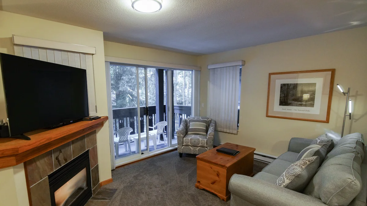 Living area with fireplace