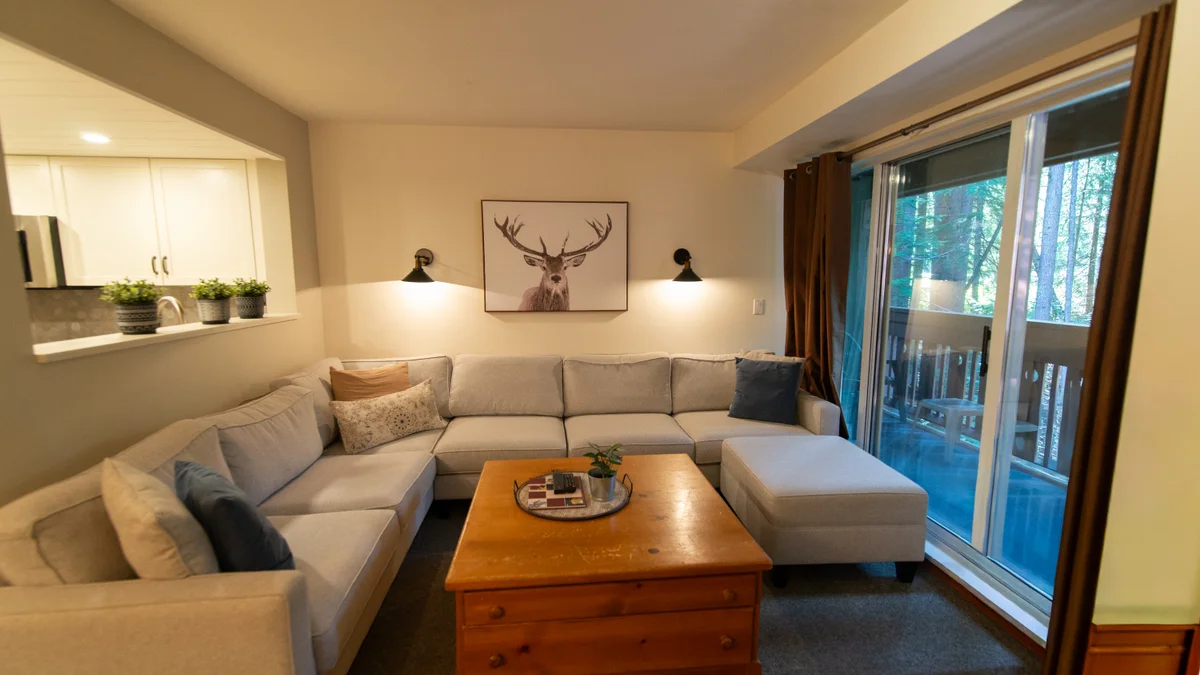 Living area with large sofa