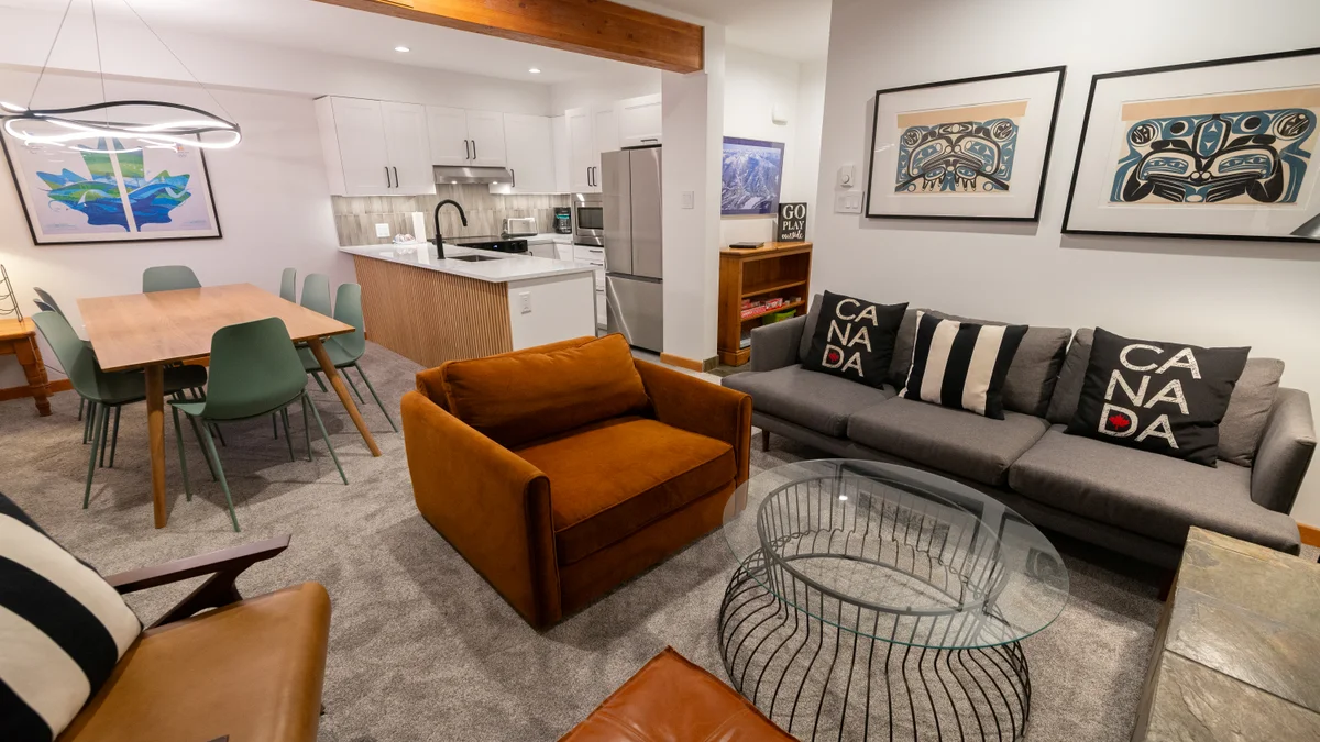 Open plan living, dining and kitchen area