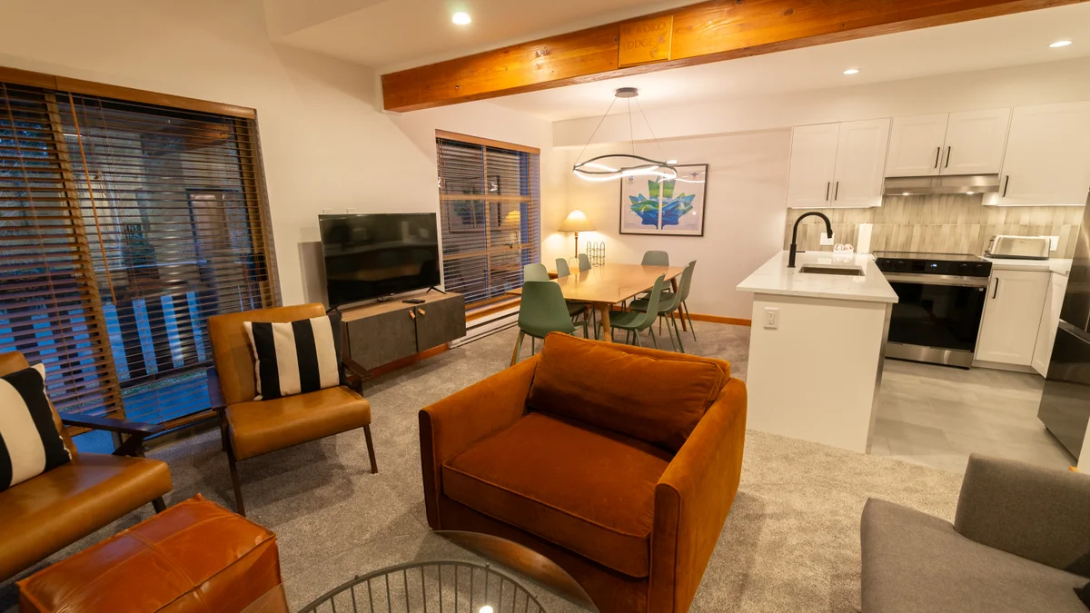 Open plan living, dining and kitchen area
