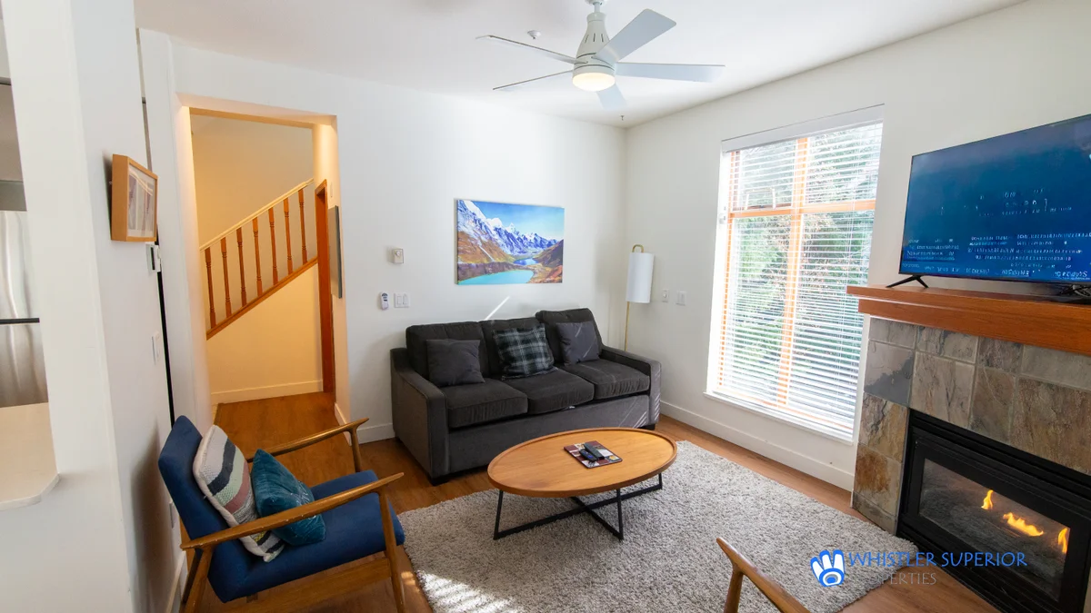 Open concept living area with gas fireplace