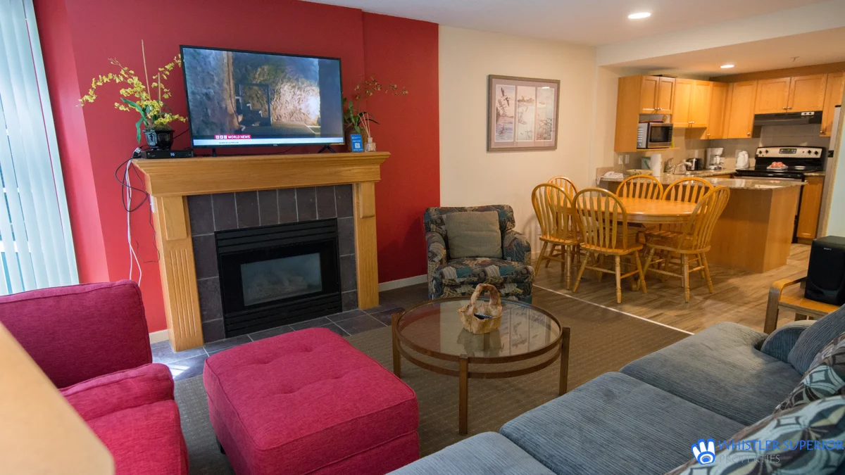 Living area with gas fireplace