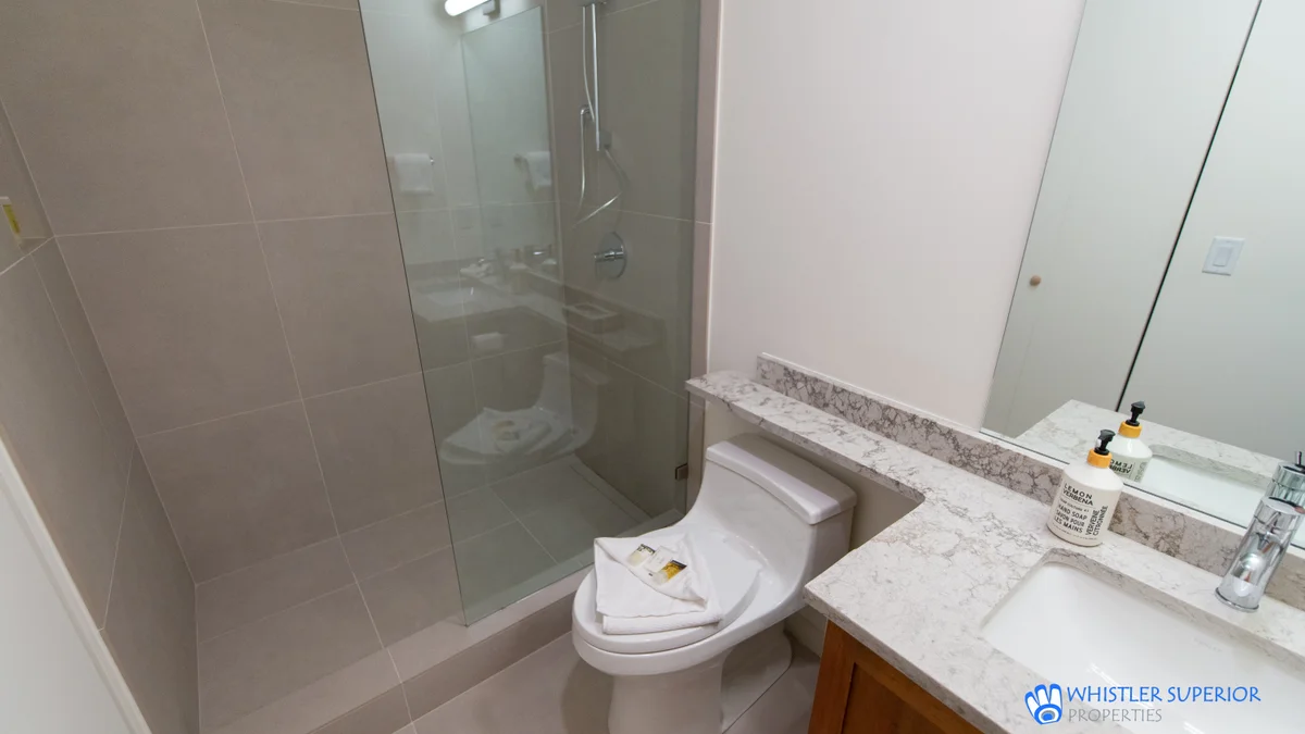 Bottom level washroom with shower