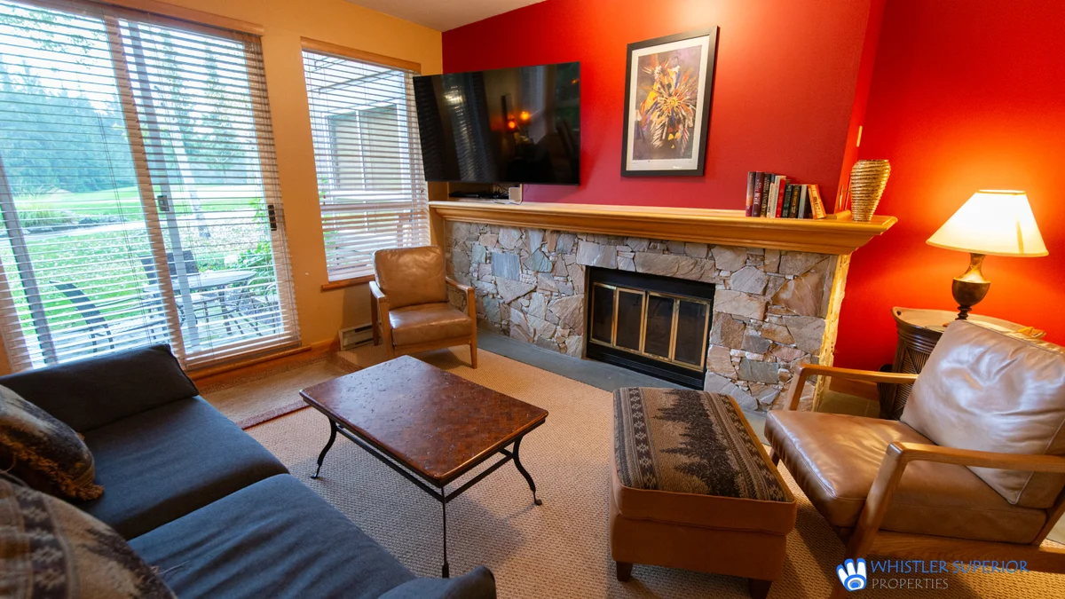 Living area with fireplace
