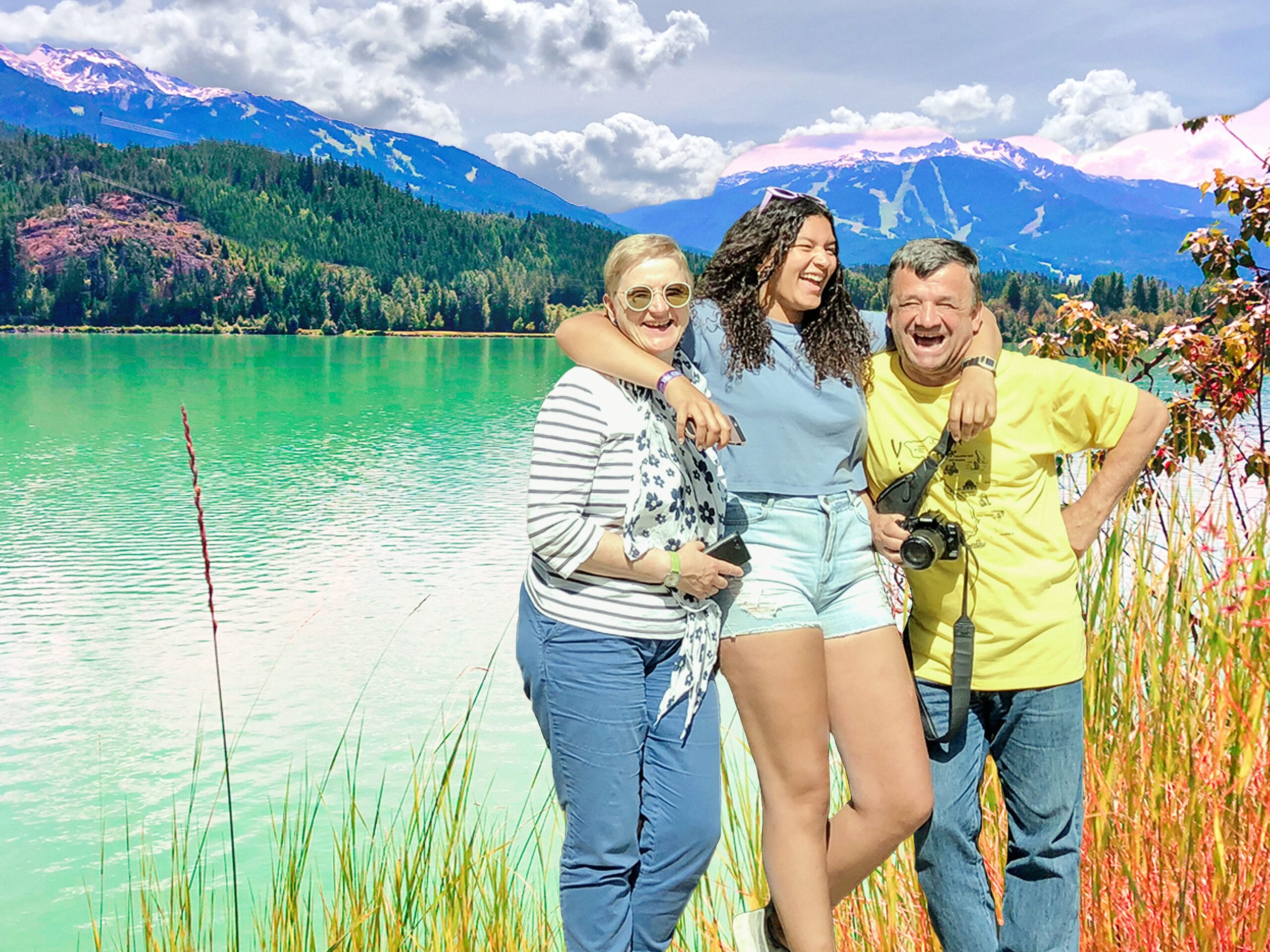 Family at Green Lake on a Whistler sightseeing tour